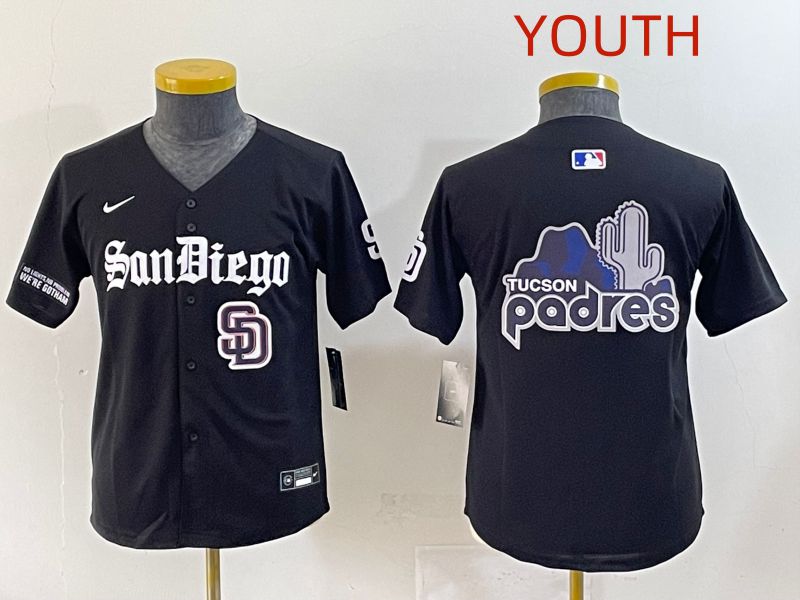 Youth 2025 San Diego Padres Blank Black Five generations Joint Name Nike MLB Jersey style 16->youth mlb jersey->Youth Jersey